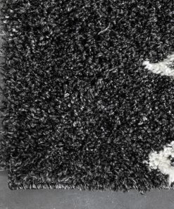 Well Woven Soren Scandinavian Moroccan Lattice Dark Grey Thick Nordic Shag Rug