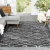 Well Woven Soren Scandinavian Moroccan Lattice Dark Grey Thick Nordic Shag Rug