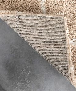 Well Woven Latham Scandinavian Geometric Beige Thick Nordic Shag Rug