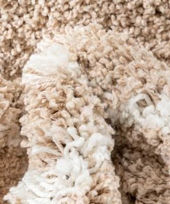 Well Woven Latham Scandinavian Geometric Beige Thick Nordic Shag Rug