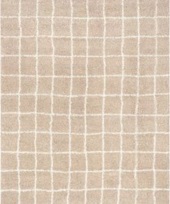 Well Woven Latham Scandinavian Geometric Beige Thick Nordic Shag Rug