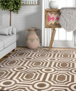 Well Woven Leos Beigre Modern Microfiber Rug