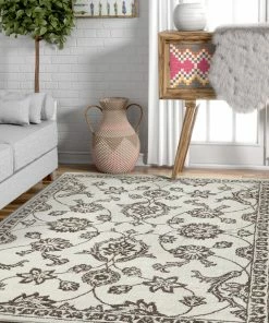 Well Woven Stupendous Beige Vintage Oriental Microfiber Rug 7'10" X 9'10"