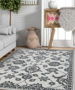 Well Woven Stupendous Light Grey Vintage Oriental Microfiber Rug