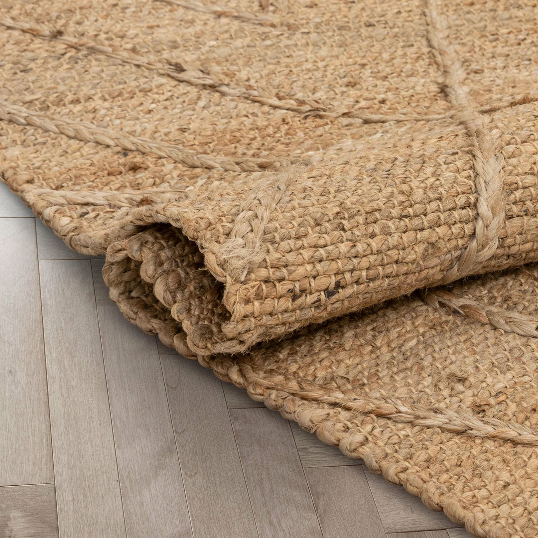 Well Woven Diamond Moroccan Jute Rug Hand-Braided Basket Weave Jute Rug Lattice Pattern Natural Color Global 11 Well Woven Diamond Moroccan Jute Rug Hand-Braided Basket Weave Jute Rug Lattice Pattern Natural Color Global