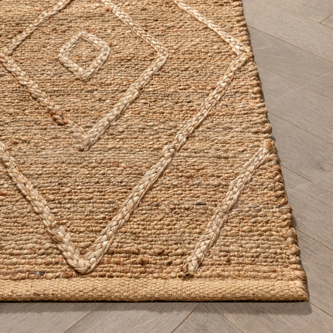 Well Woven Diamond Moroccan Jute Rug Hand-Braided Basket Weave Jute Rug Lattice Pattern Natural Color Global 3 Well Woven Diamond Moroccan Jute Rug Hand-Braided Basket Weave Jute Rug Lattice Pattern Natural Color Global