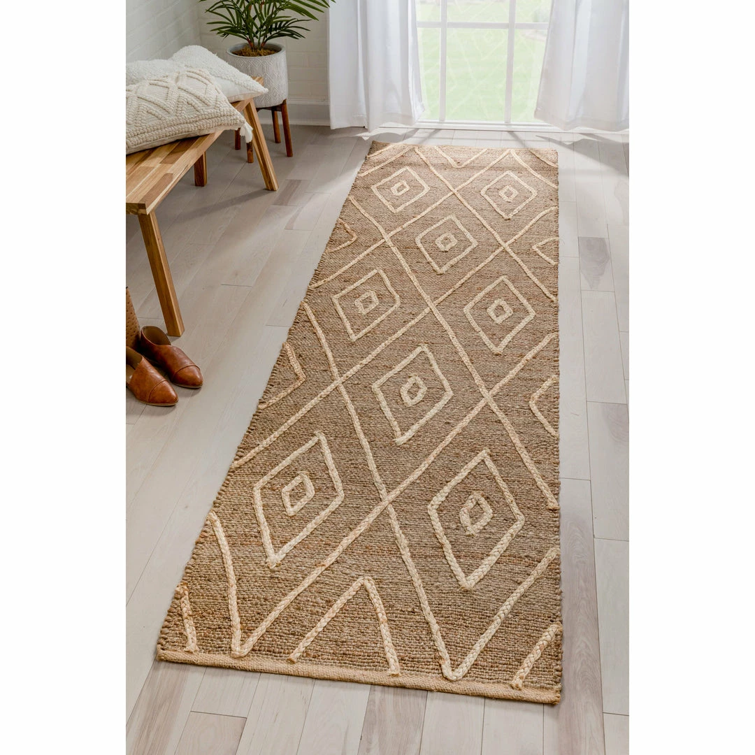 Well Woven Diamond Moroccan Jute Rug Hand-Braided Basket Weave Jute Rug Lattice Pattern Natural Color Global 13 Well Woven Diamond Moroccan Jute Rug Hand-Braided Basket Weave Jute Rug Lattice Pattern Natural Color Global