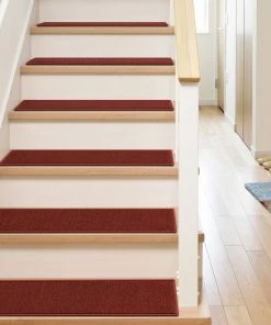 Well Woven Red Warby Modern Burgundy Non Slip 9" X 31" Stair Tread (Set Of 7)