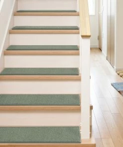 Well Woven Warby Modern Sage Green/Blue Non Slip 9" X 31" Stair Tread (Set Of 7)