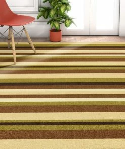 Well Woven Uni Stripes Green Modern Rug
