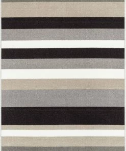 Well Woven Grey & Silver Uni Stripes Grey Modern Rug
