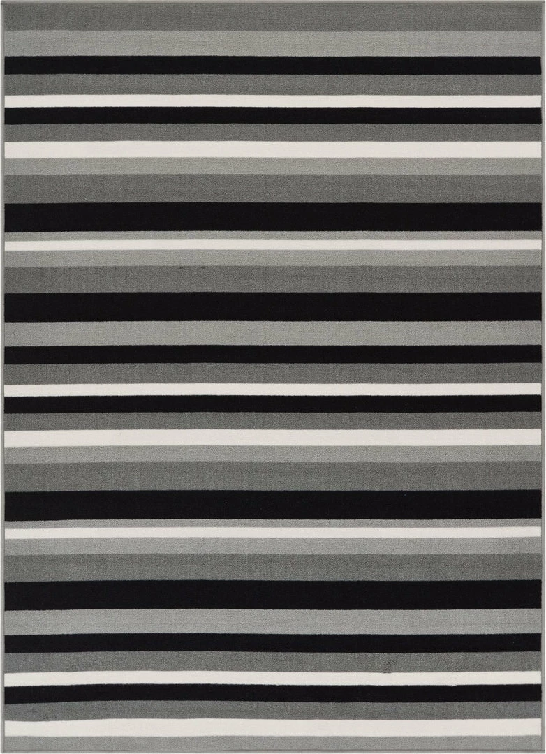 Well Woven Grey & Silver Uni Stripes Grey Modern Rug 3 Well Woven Grey & Silver Uni Stripes Grey Modern Rug