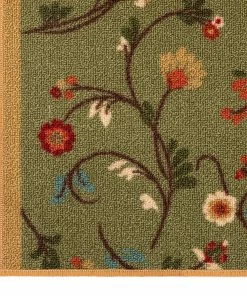 Well Woven Custom Size Runner Judith Transitional Botanical Floral Green 22 Inch Wide X Choose Your Length Machine Washable Hallway Runner Rug