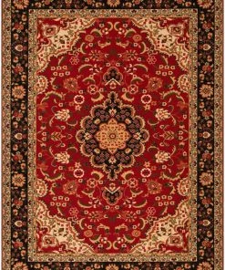 Well Woven Gene Traditional Medallion Persian Red Non-Slip Machine Washable Low Pile Indoor/Outdoor Rug