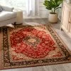 Well Woven Gene Traditional Medallion Persian Red Non-Slip Machine Washable Low Pile Indoor/Outdoor Rug