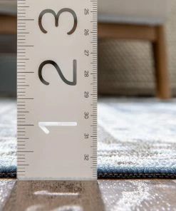 Well Woven Gene Traditional Medallion Persian Blue Non-Slip Machine Washable Low Pile Indoor/Outdoor Rug