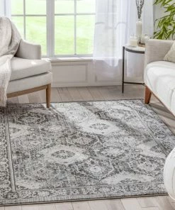 Well Woven Marjorie Vintage Oriental Persian Panel Dark Grey Rug Global