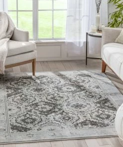 Well Woven Marjorie Vintage Oriental Persian Panel Grey Rug Global