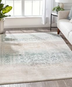 Well Woven Melange Blue Vintage Modern Rug