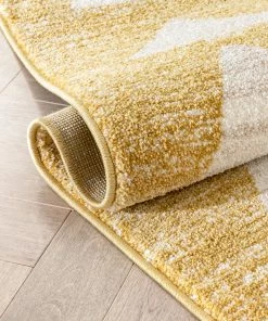 Well Woven Vintage Triangles Modern Geometric Pattern Yellow Kids Rug