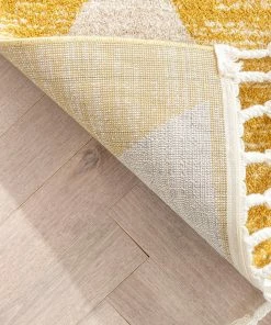 Well Woven Vintage Triangles Modern Geometric Pattern Yellow Kids Rug