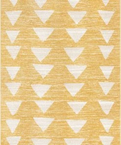 Well Woven Vintage Triangles Modern Geometric Pattern Yellow Kids Rug