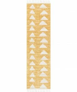 Well Woven Vintage Triangles Modern Geometric Pattern Yellow Kids Rug