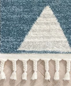 Well Woven Triangles Modern Geometric Pattern Blue Kids Rug Vintage