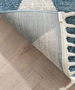 Well Woven Triangles Modern Geometric Pattern Blue Kids Rug Vintage