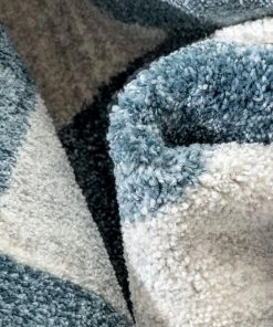 Well Woven Triangles Modern Geometric Pattern Blue Kids Rug Vintage