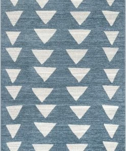 Well Woven Triangles Modern Geometric Pattern Blue Kids Rug Vintage