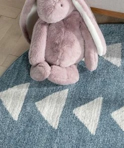 Well Woven Triangles Modern Geometric Pattern Blue Kids Rug Vintage