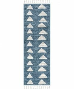 Well Woven Triangles Modern Geometric Pattern Blue Kids Rug Vintage