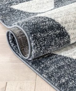 Well Woven Triangles Modern Geometric Pattern Grey Kids Rug Vintage