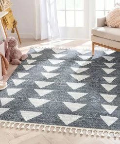 Well Woven Triangles Modern Geometric Pattern Grey Kids Rug Vintage