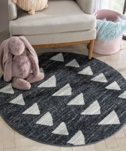 Well Woven Triangles Modern Geometric Pattern Grey Kids Rug Vintage