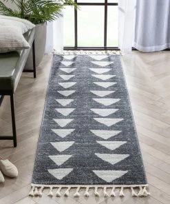Well Woven Triangles Modern Geometric Pattern Grey Kids Rug Vintage