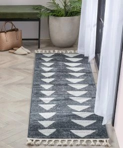 Well Woven Triangles Modern Geometric Pattern Grey Kids Rug Vintage