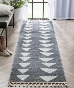 Well Woven Triangles Modern Geometric Pattern Grey Kids Rug Vintage