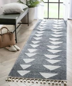 Well Woven Triangles Modern Geometric Pattern Grey Kids Rug Vintage
