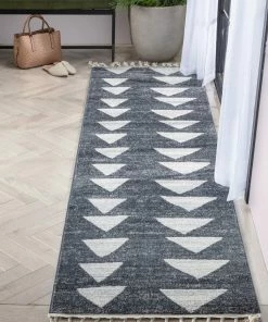 Well Woven Triangles Modern Geometric Pattern Grey Kids Rug Vintage