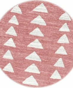 Well Woven Triangles Modern Geometric Pattern Pink Kids Rug Vintage