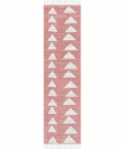 Well Woven Triangles Modern Geometric Pattern Pink Kids Rug Vintage