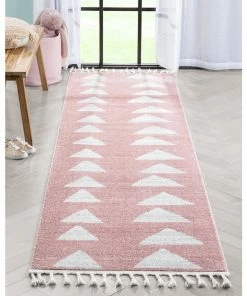 Well Woven Triangles Modern Geometric Pattern Pink Kids Rug Vintage
