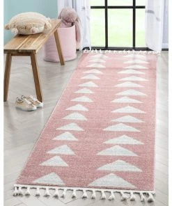 Well Woven Triangles Modern Geometric Pattern Pink Kids Rug Vintage