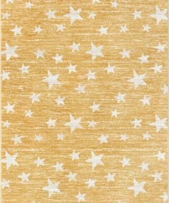 Well Woven Vintage Stars Modern Geometric Yellow Kids Rug