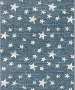 Well Woven Vintage Stars Modern Geometric Blue Kids Rug