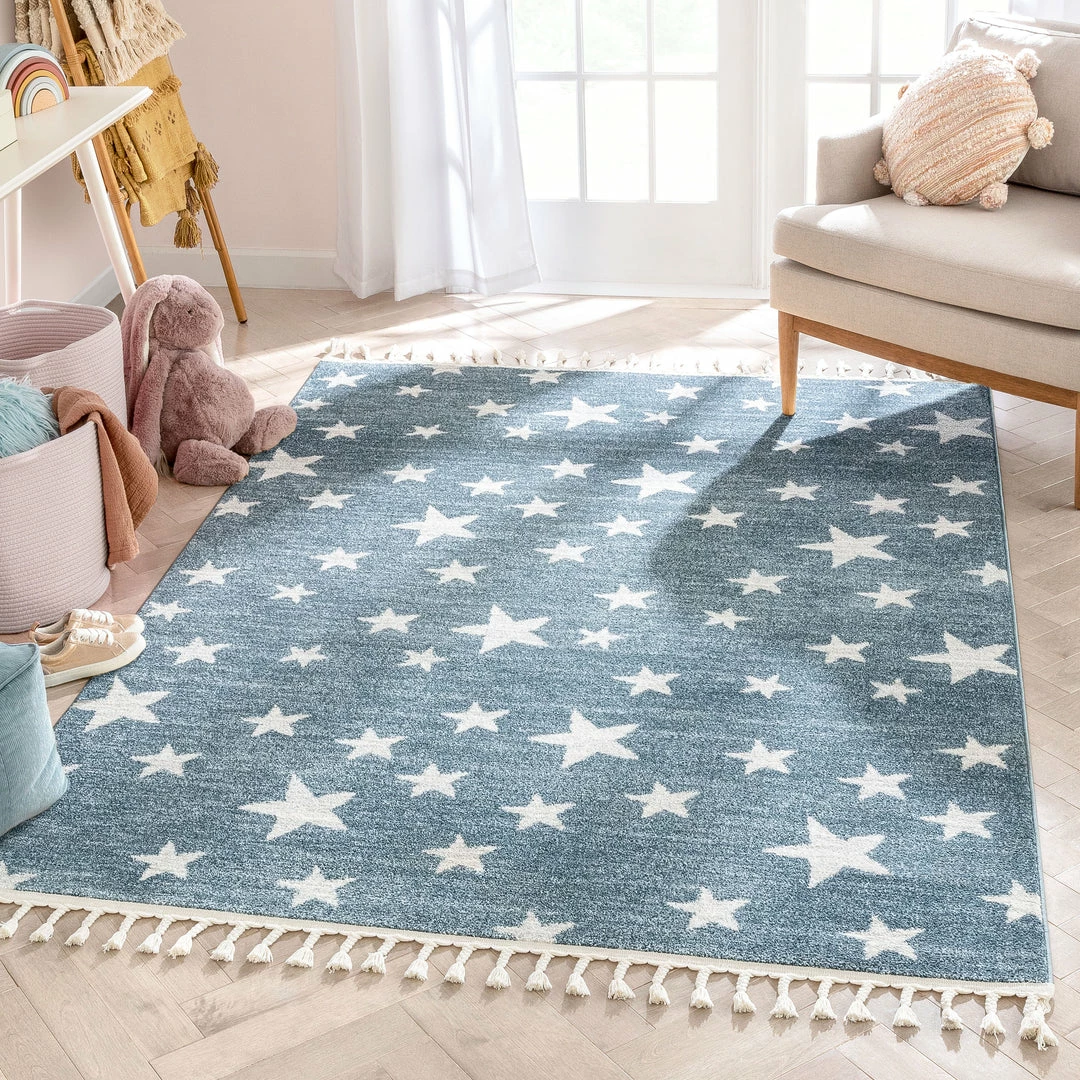Well Woven Vintage Stars Modern Geometric Blue Kids Rug 1 Well Woven Vintage Stars Modern Geometric Blue Kids Rug