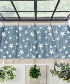 Well Woven Vintage Stars Modern Geometric Blue Kids Rug 30 Well Woven Vintage Stars Modern Geometric Blue Kids Rug