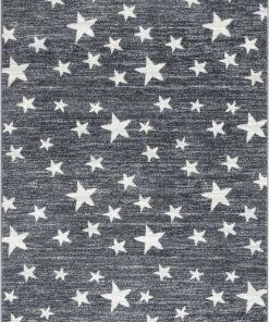 Well Woven Vintage Stars Modern Geometric Grey Kids Rug